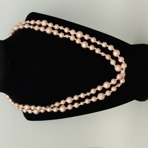 Anne Klein long gold tone beaded necklace NWOT